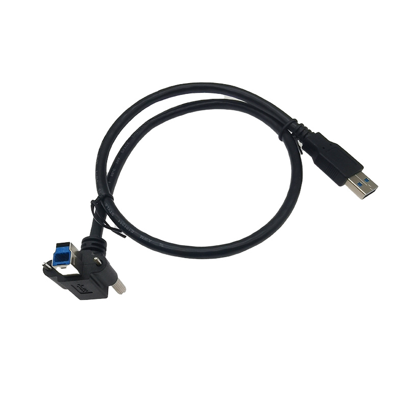 USB3.0 A type Male to USB3.0 B type Male 90D with screw cable