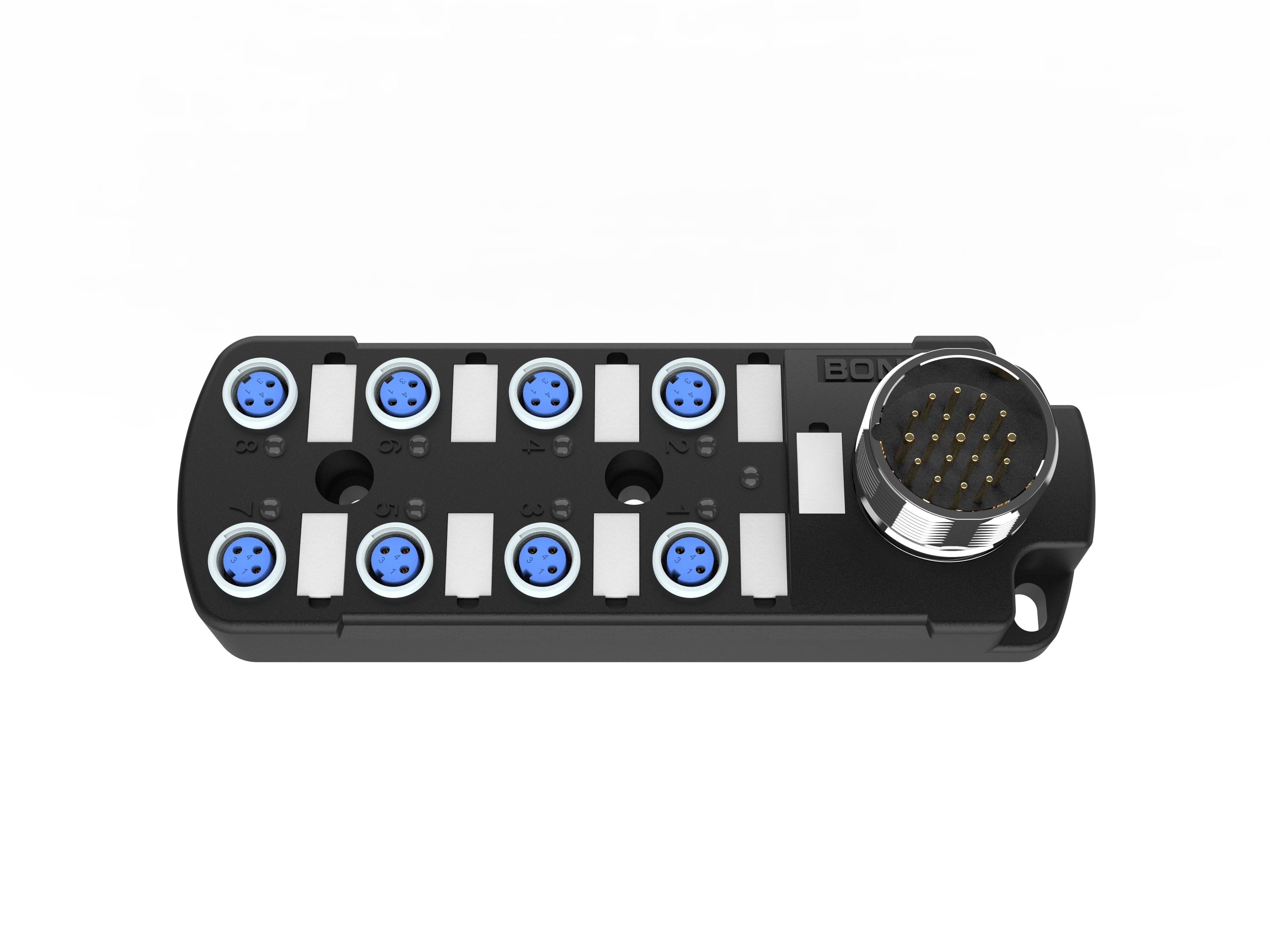 M8 distributor with 8 ports and M23