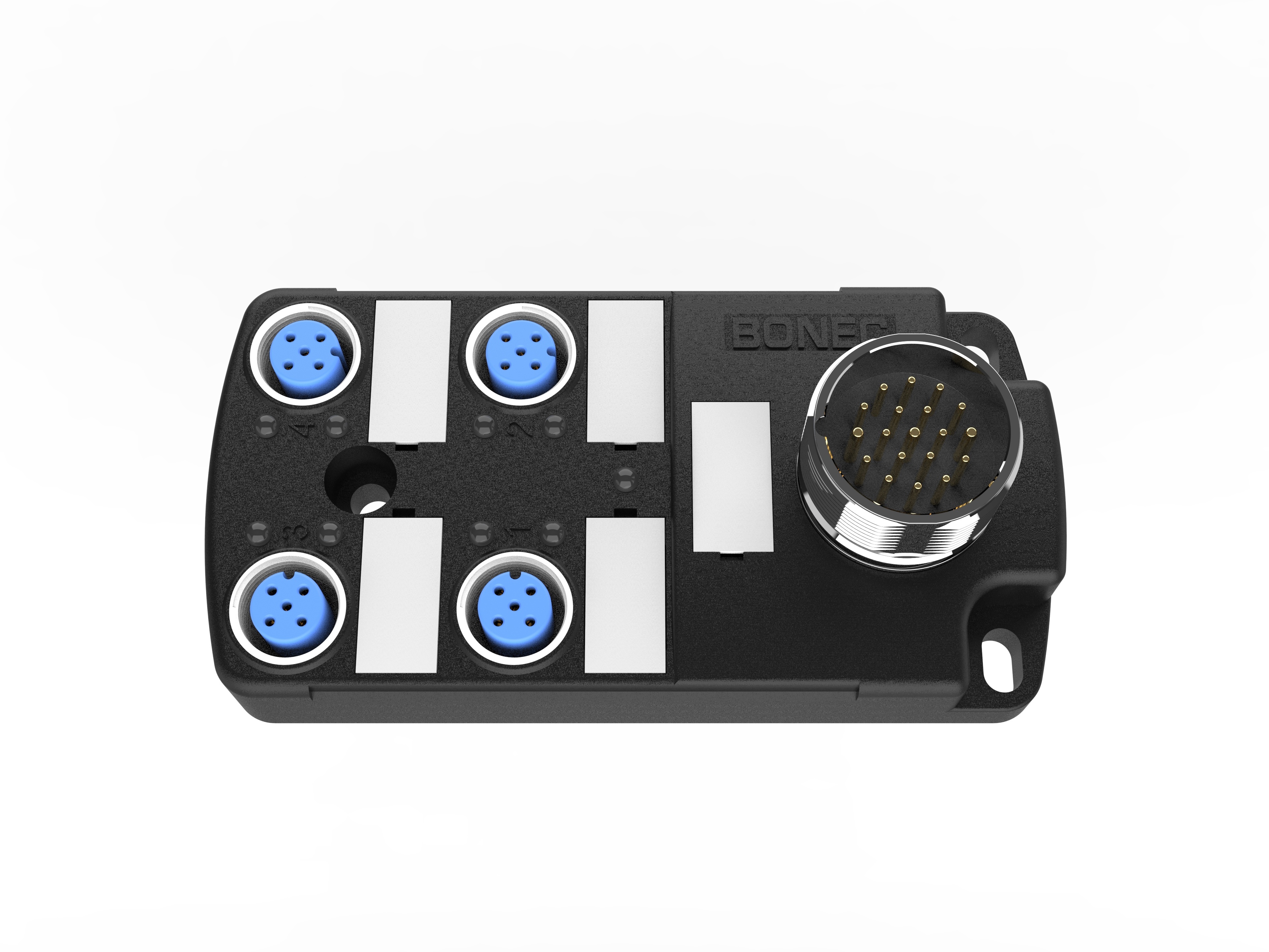 M12 distributor with 4 ports and M23