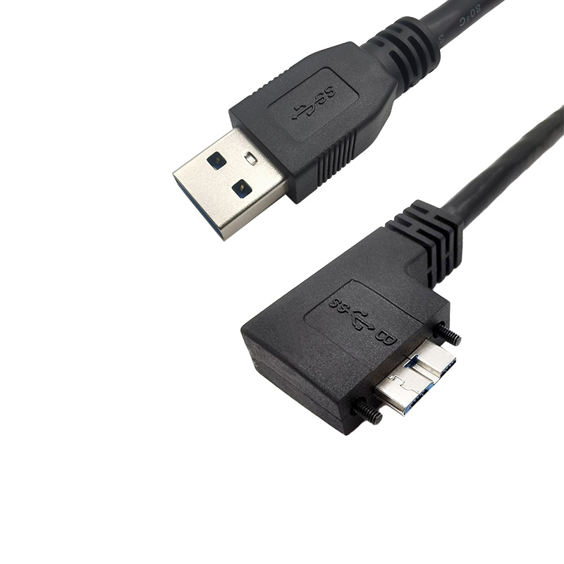 USB3.0 A type Male to Micro USB3.0 B type Male 90D with screw cable