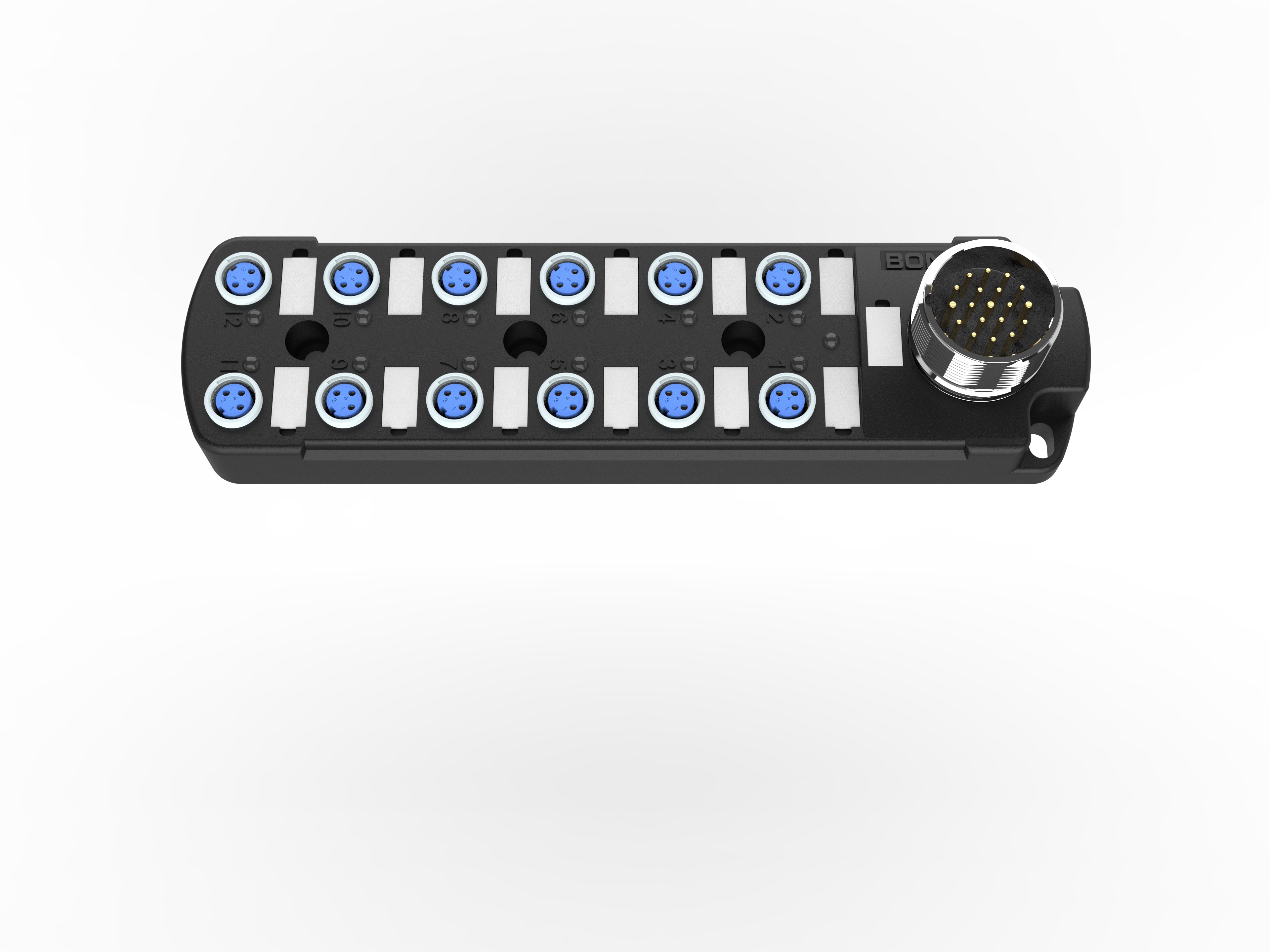 M8 distributor with 12 ports and M23