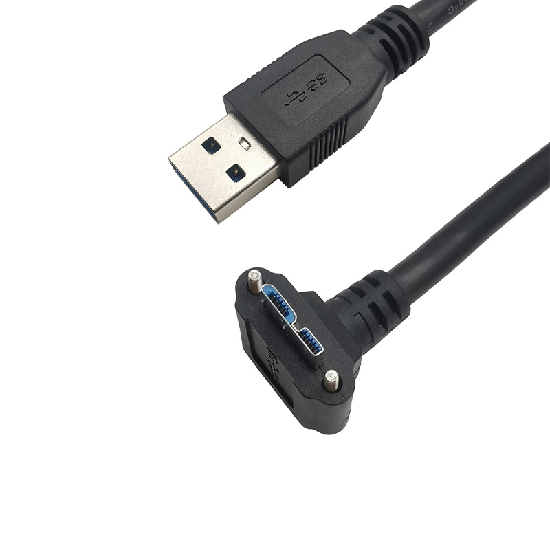 USB3.0 A type Male to Micro USB3.0 B type Male 90D with screw cable