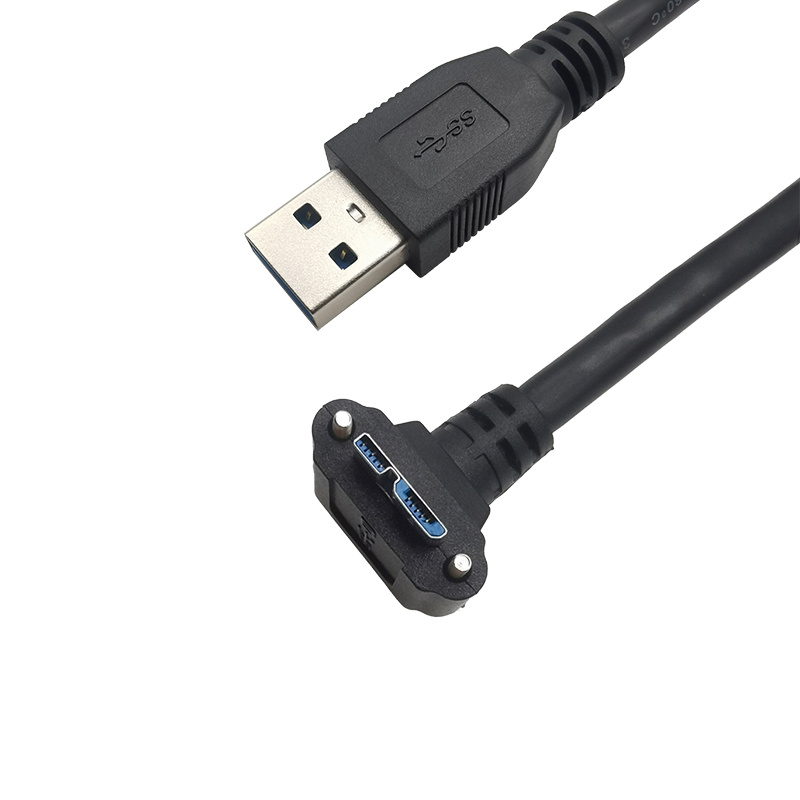 USB3.0 A type Male to Micro USB3.0 B type Male 90D with screw cable