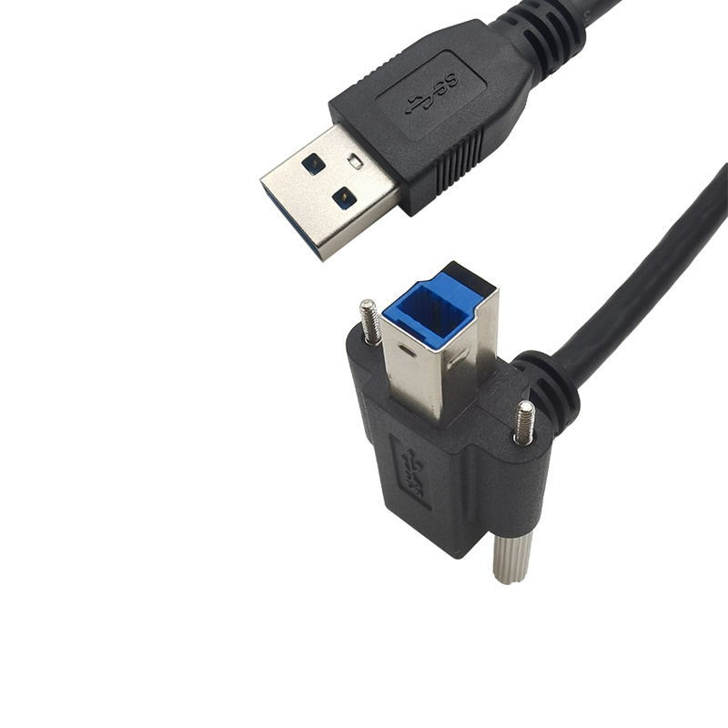 USB3.0 A type Male to USB3.0 B type Male 90D with two screw cable