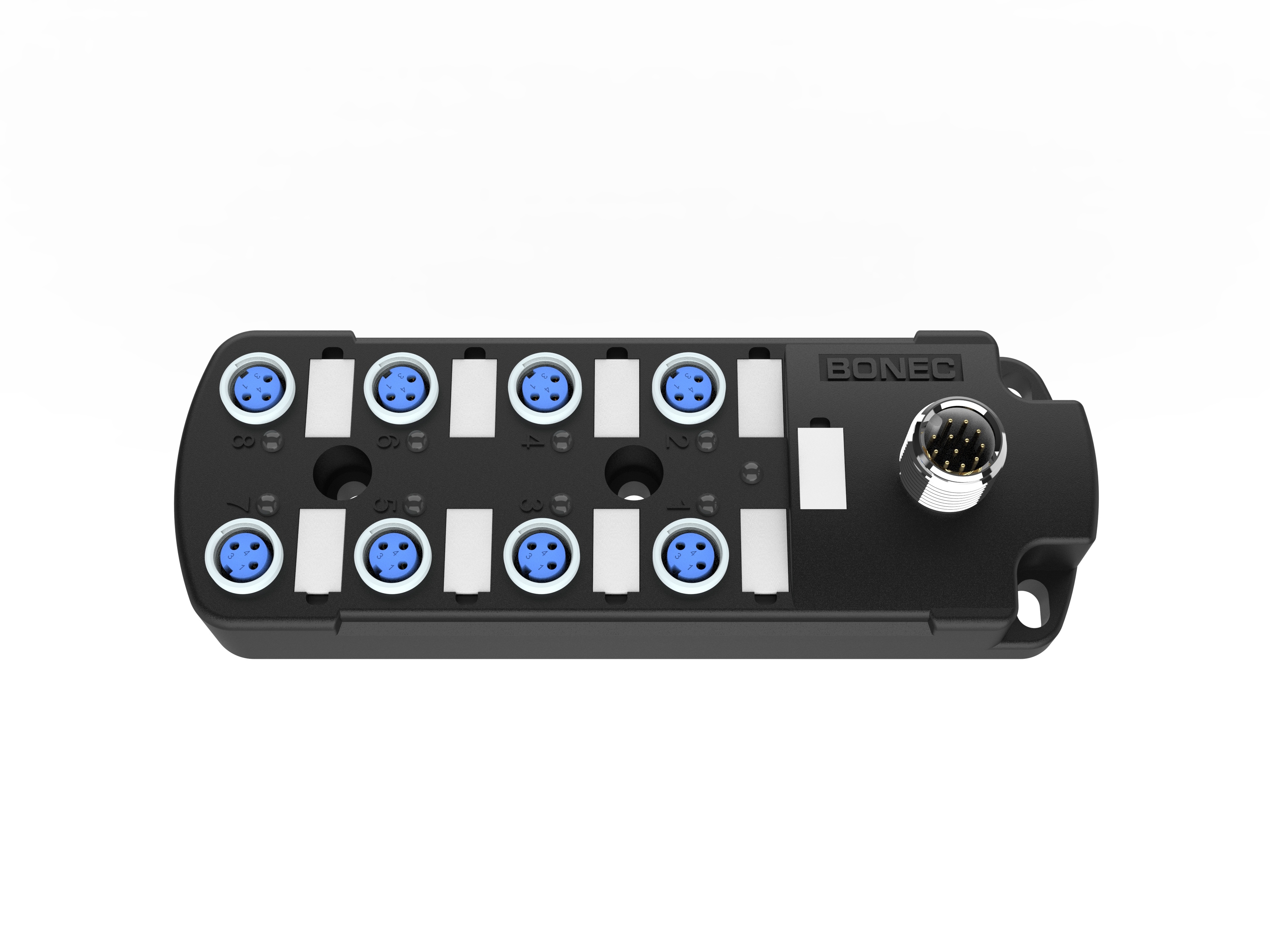 M8 distributor with 8 ports and M12